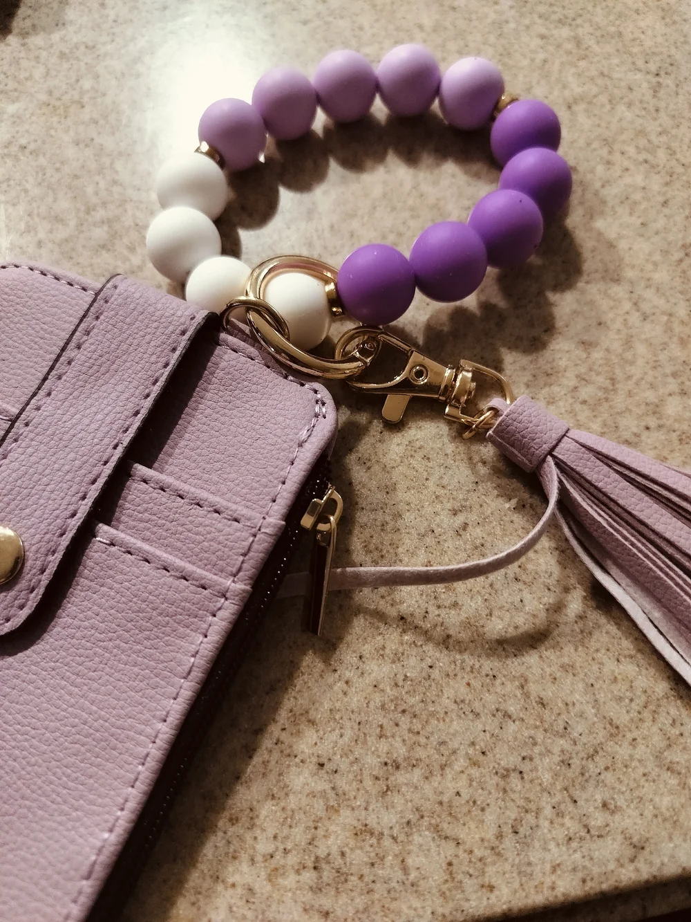 Lavender Tassel Wristlet Card Holder Keychain